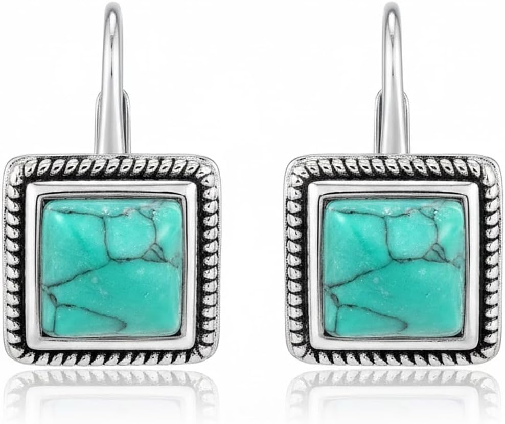 Prismata Clover/Snowflake/Turquoise Earrings for Women 925 Sterling Silver Clover/Snowflake/Turquoise Dangle Drop Leverback Earrings Jewelry Gifts for Women Mom Her