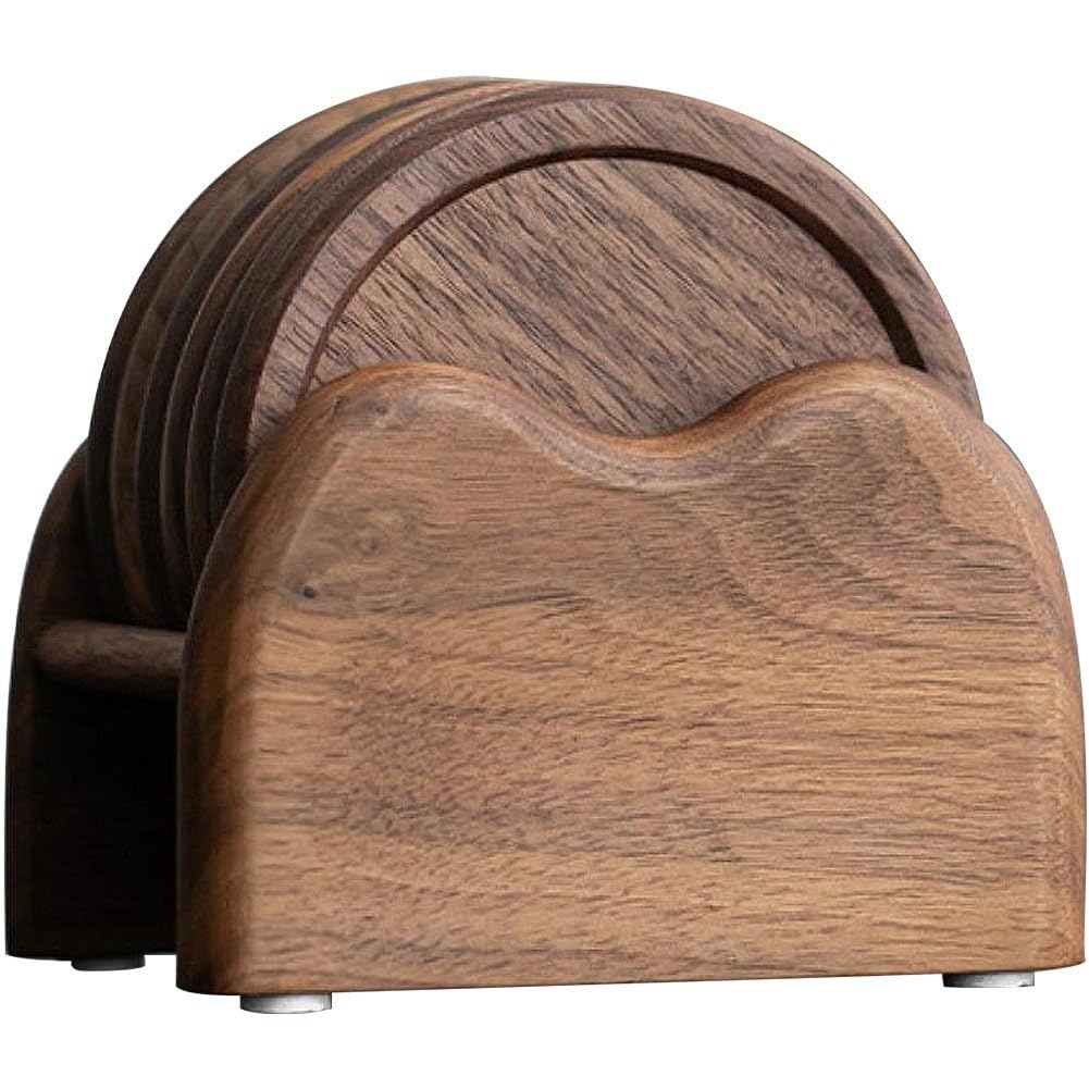 Dessous de verre en bois avec support lot de 6 coussins de boisson résistants pour table basse