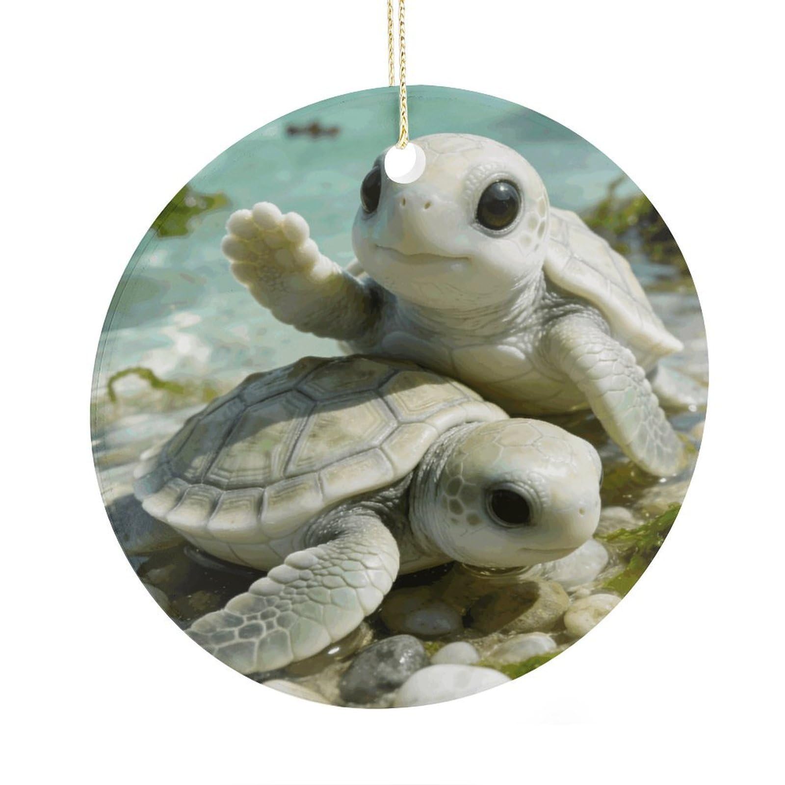 Fodpand Women's Style Shallow Beach Encounter Ceramic Christmas Ornament,Wall Hanging Decor Windows Hanging Decor Best Friend Birthday Gifts, Friendship Gifts Car Hanging Ornament Gift For Girls, Teachers 2.9 In