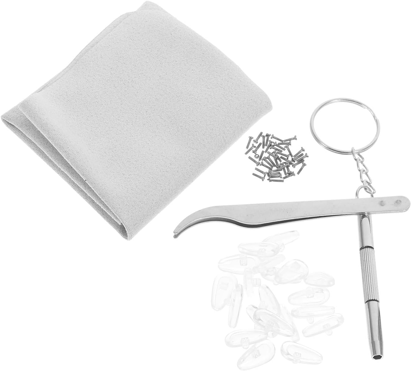 Glasses Repair Kit with Silicone Nose Pads, Screwdriver, Tweezers