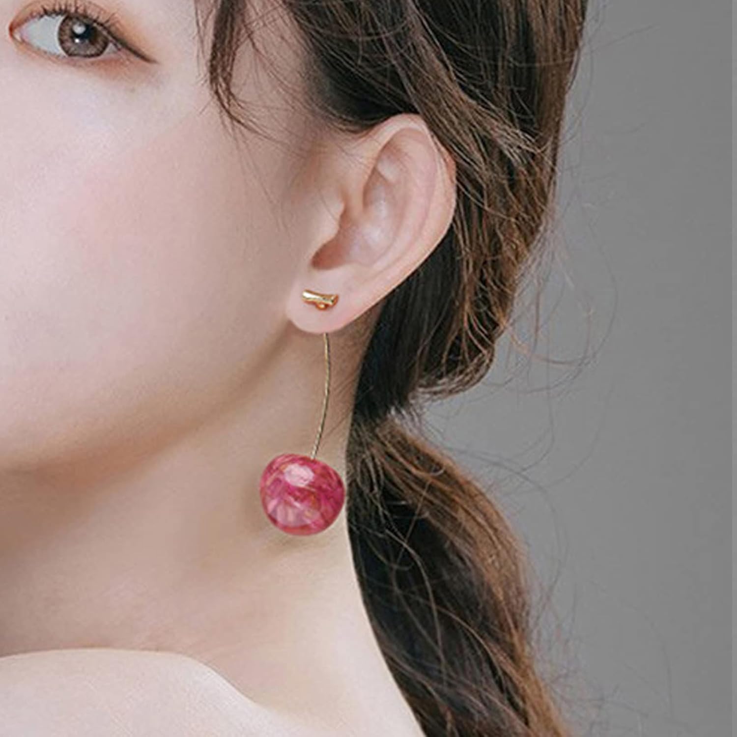 Cherry Earrings for Women 3D Red Crystal Simulation Cherry Drop Earrings Sweet and Lovely Light Weight Fruit Earrings Tassel Earrings Jewelry - Image 4