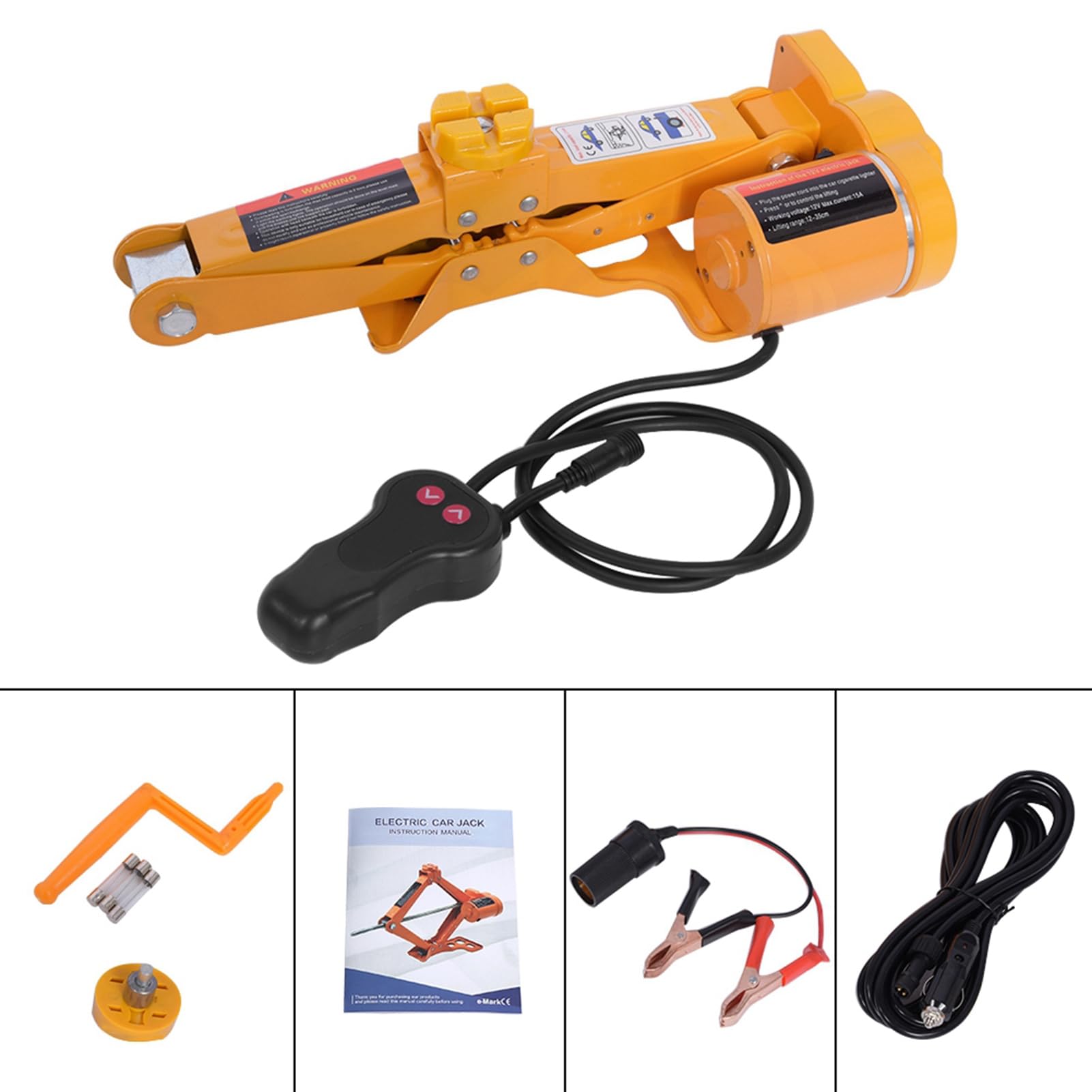Elevador eléctrico portátil 12V 2T, Gato hidráulico automático 12-35cm para Coche y SUV, Kit de Emergencia con maletín, de Ruedas rápido y Seguro en Carretera
