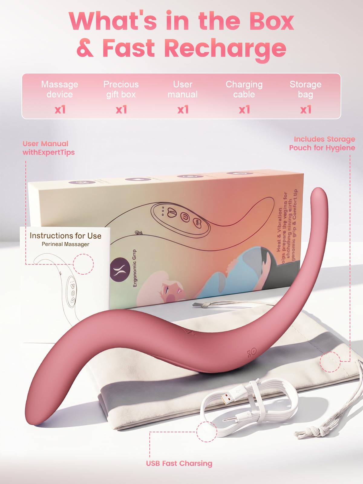 Massaggiatore personale da donna, strumento di cura privata per le donne con 10 vibrazioni e 3 riscaldamento, rosa vibrante può rilassare i muscoli del pavimento pelvico e risvegliare la vitalità del