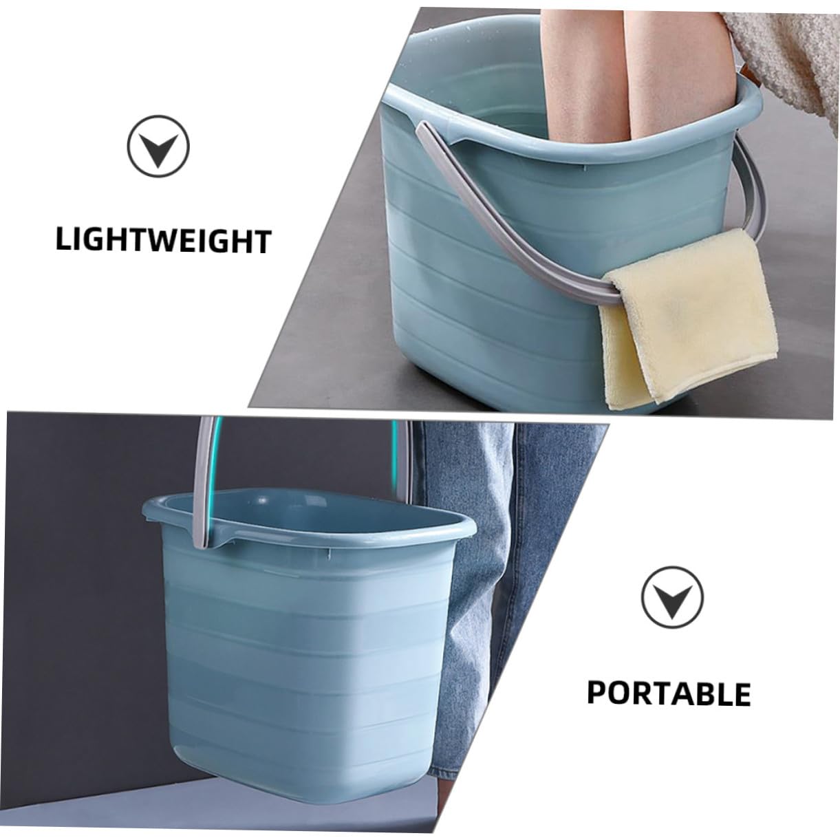 Homoyoyo Secchio in Plastica Robusto e Portatile per Giardinaggio e Pulizia Domestica, Contenitore D'acqua Leggero Manico Ergonomico per Famiglie e Hotel