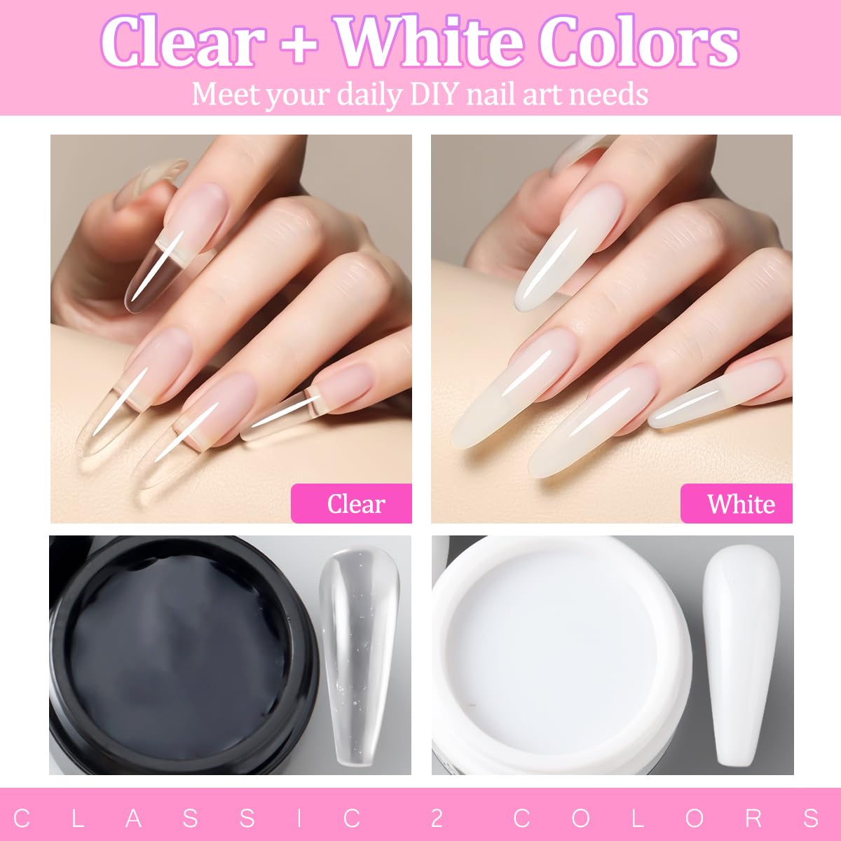 Nail Sculpting Gel Clear and White Solid Builder Gel for Nails