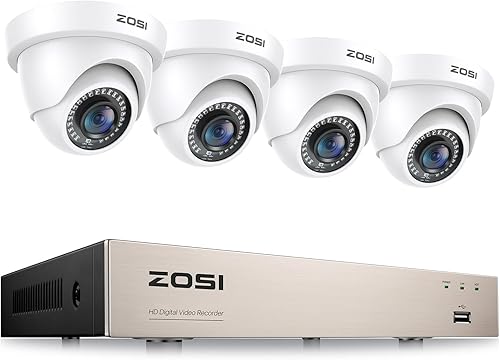 ZOSI 3K Lite 8CH H.265+ Sistema de cámara de seguridad para el hogar con IA detección de seres humanos/vehículos, visión nocturna, 5MP Lite 8