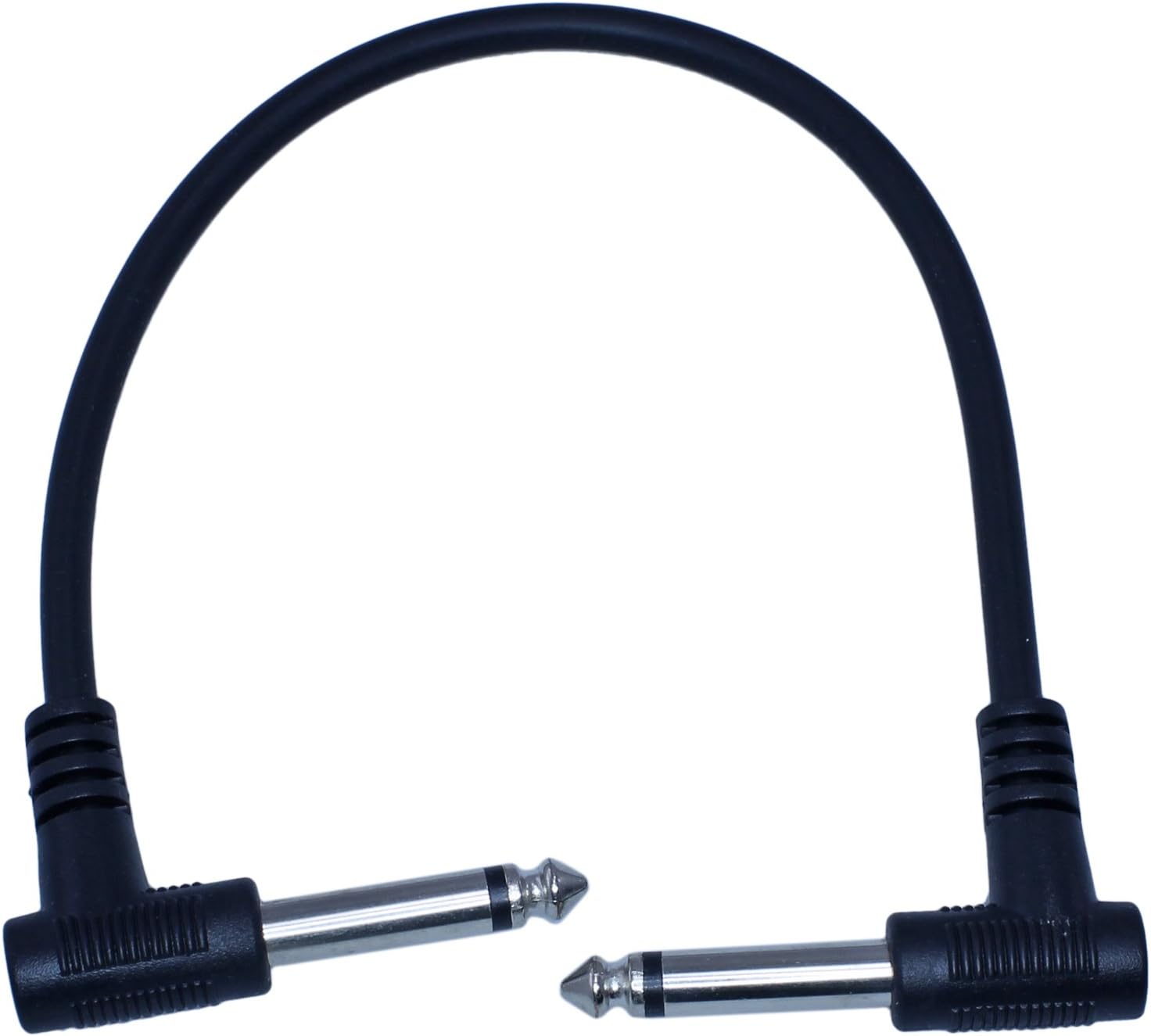 1/4 to Quarter Inch Right Angle Instrument Cable Guitar Pedal Keyboard Patch Cord (1ft, Black)