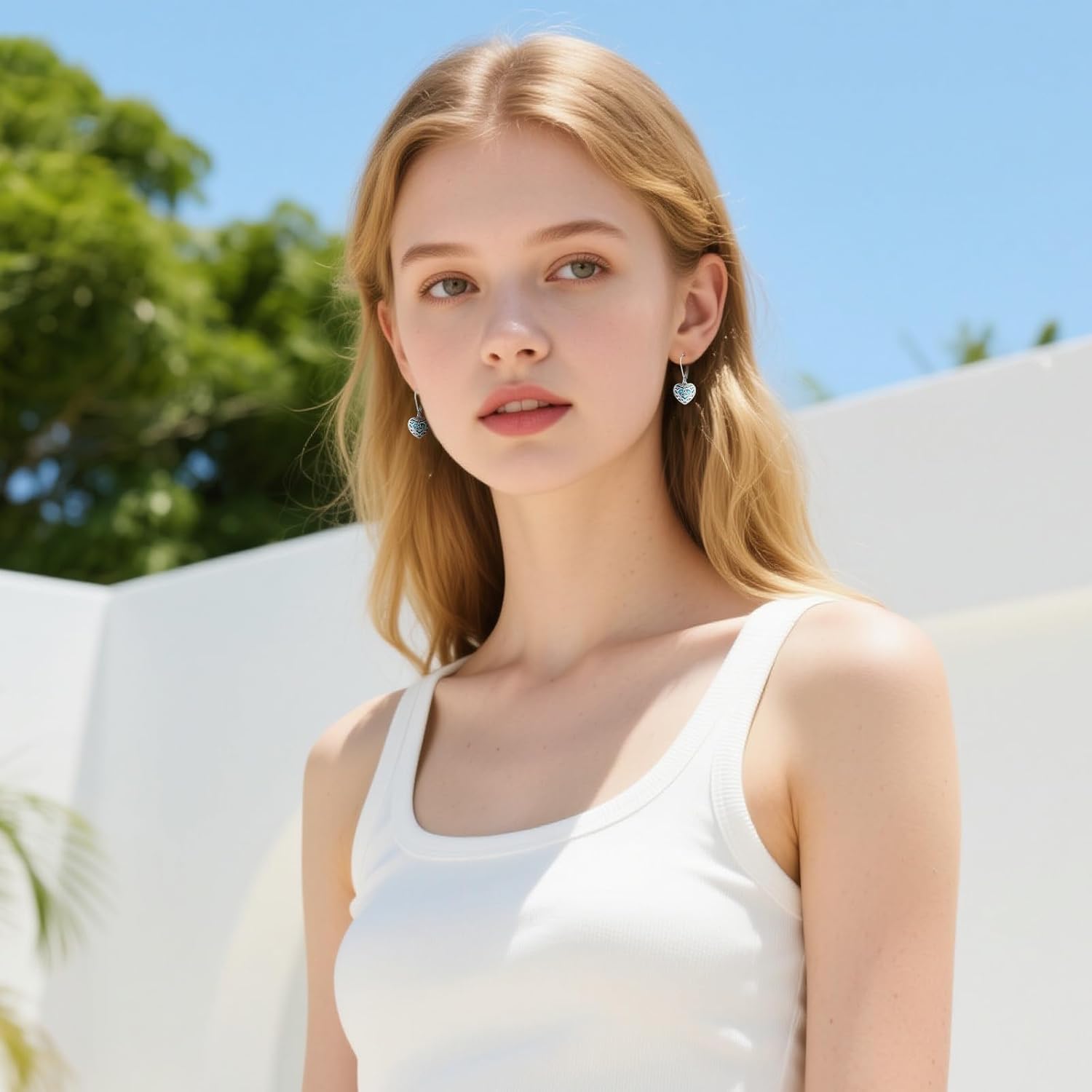 Turquoise Earrings for Women Sterling Silver Celtic Knot Heart Dangle Earrings Filigree Drop Leverback Jewelry Mothers Day Gifts - Image 8