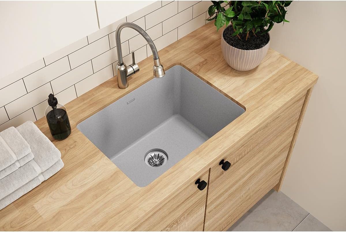 Elkay Quartz Classic ELGU251912PDGS0 Greystone Single Bowl Undermount Laundry Sink with Perfect Drain