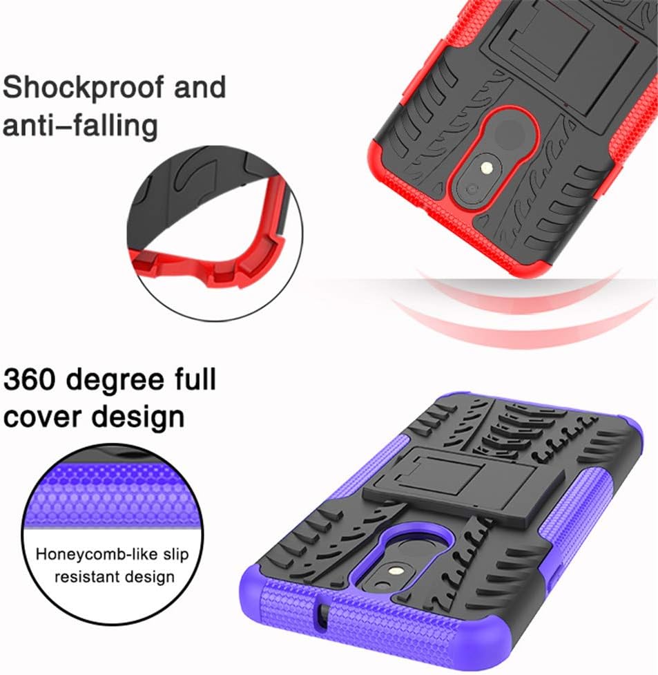 Yiakeng Compatible for LG Aristo 4+ Plus Case, LG Prime 2/LG Arena 2/LG Tribute Royal/Escape Plus/LG Journey LTE Cover, Shockproof Slim Protective with Kickstand Hard Phone Cover (Red)
