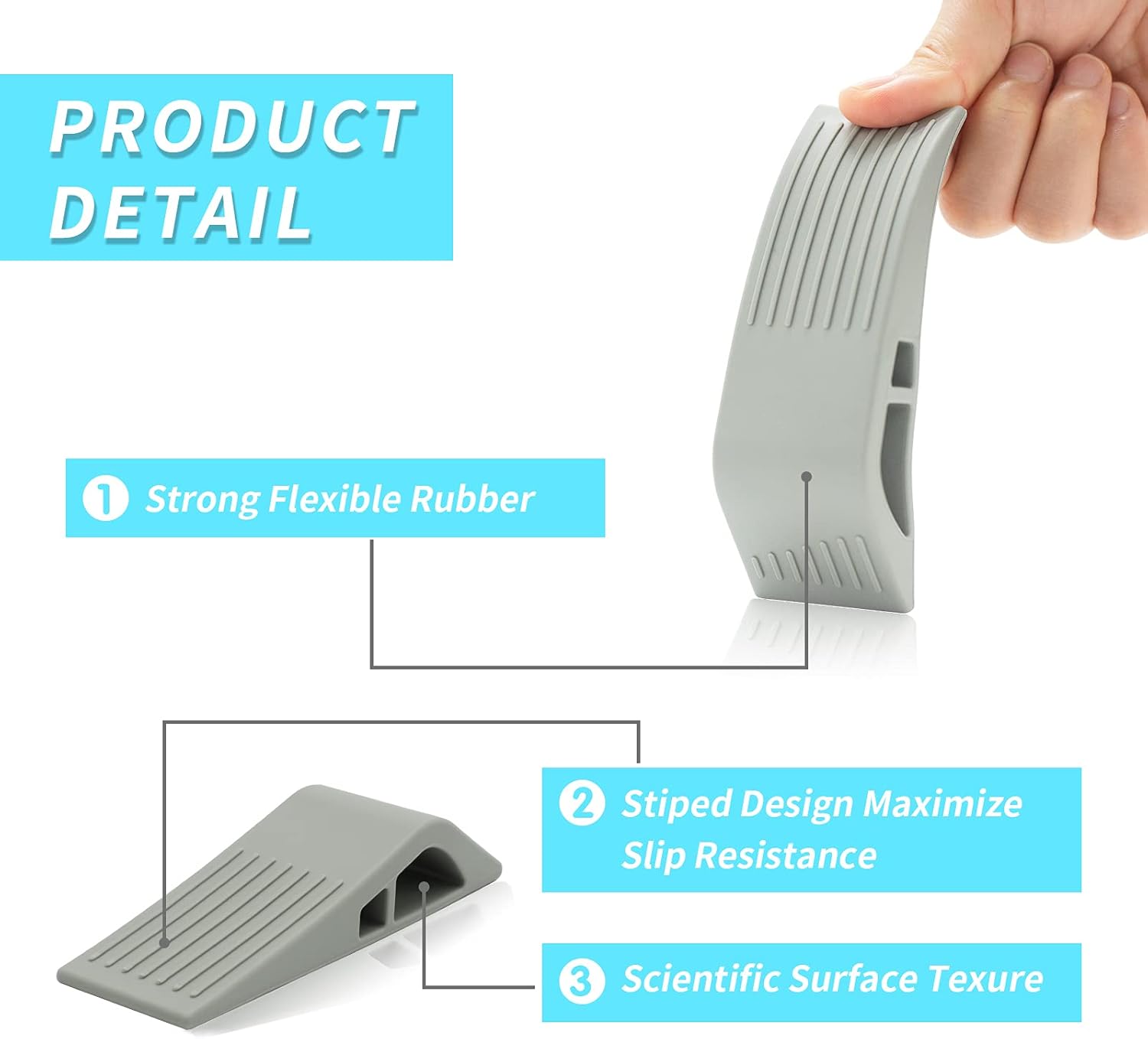 Door Stops for Bottom of Door, Door Stopper Wedge Works on All Floor Types, Heavy Duty Rubber Door Stops, No Sliding Door Stoppers : Office Products