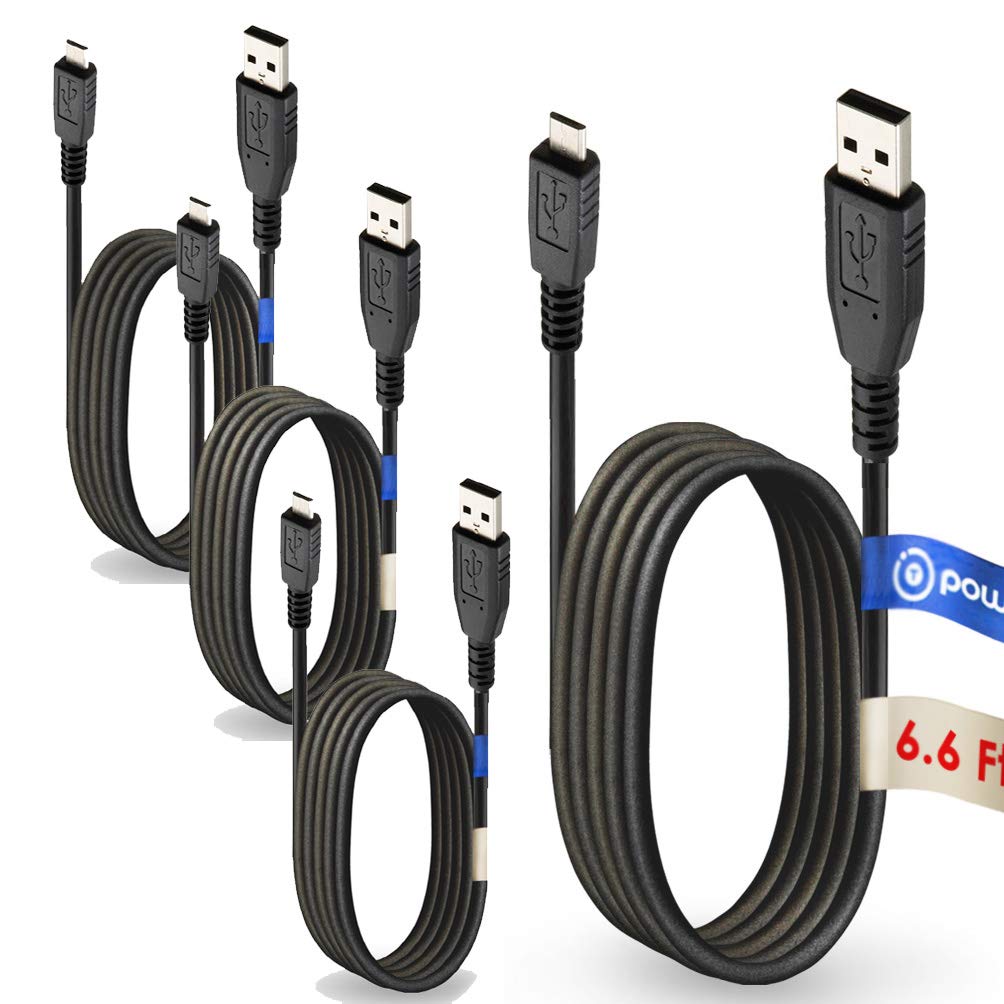 T POWER4 x pcs (6.6 ft Long Cable) Micro-USB to USB Cable for Sony Ericsson, Xperia, Ion, Advance, Miro, Tipo Dual, Acro/Motorola Rival, Smartphone Mobile Cell Phone Data Sync Charging Cord