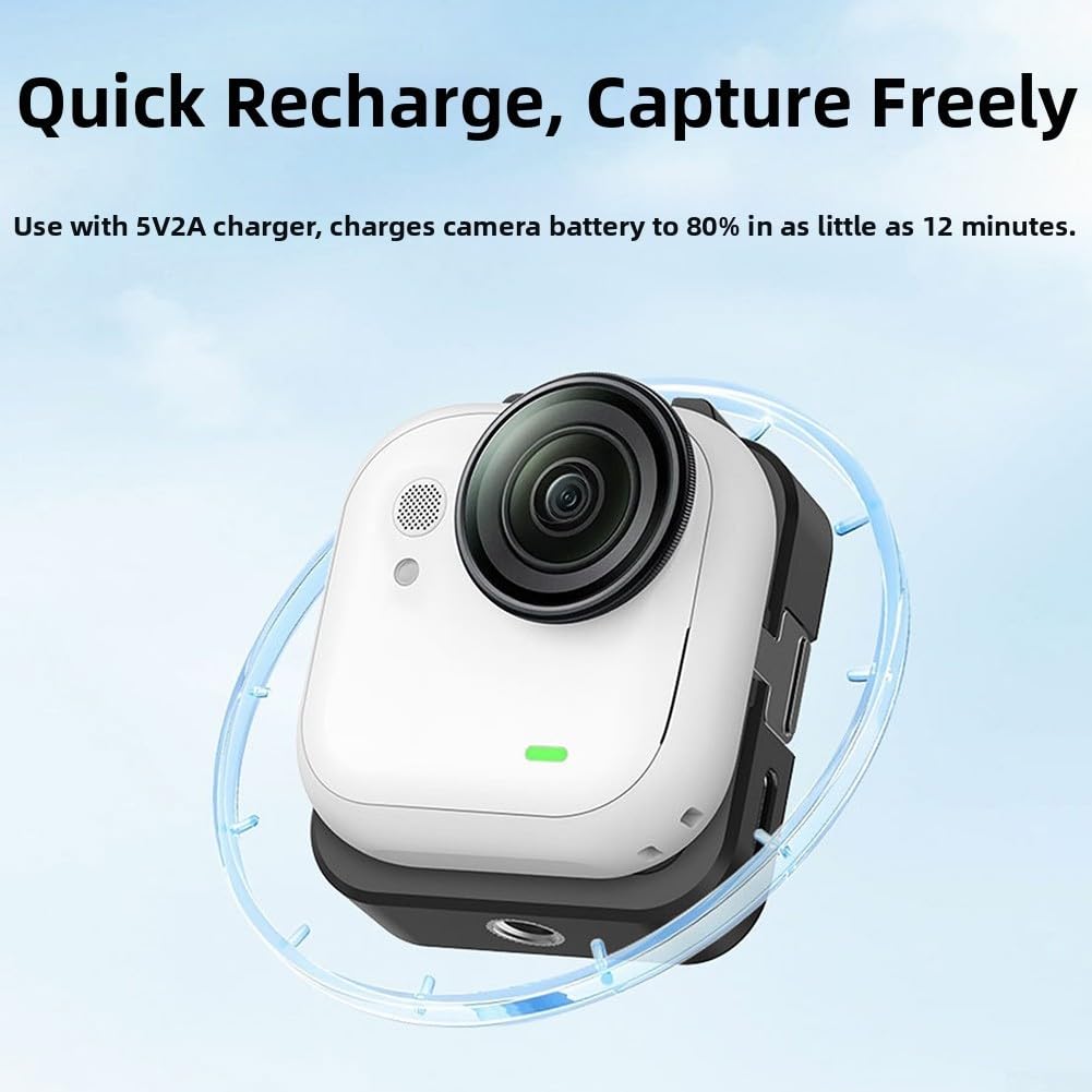 Base de carga magnética de 500 mAh para Insta360 GO para cámara Ultra, estación base de carga ABS portátil con almacenamiento de energía eficiente, accesorio de viaje compacto para rápido (negro)