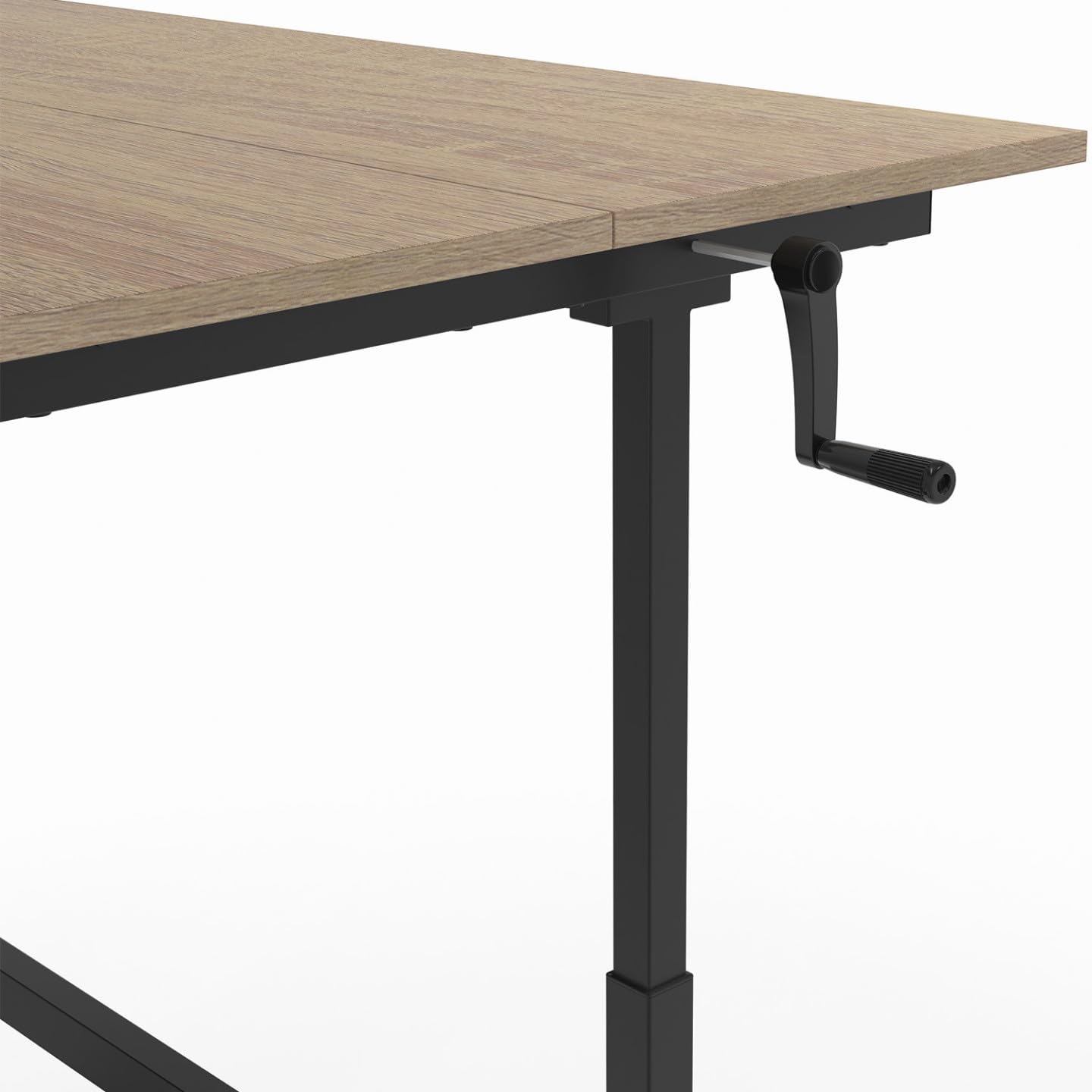 IDMarket - Scrivania JEANNE, diritta, sit/stand con manovella, altezza regolabile da 70 a 120 cm, legno di faggio e nero