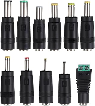 DC Adapter Plug, 11 Pcs Universal 5.5 mm x 2.1 mm DC AC Power Adapter Tips Connector Charger Adapters Kit Power Supply Plug Jack Tips for Led Strip, Laptop