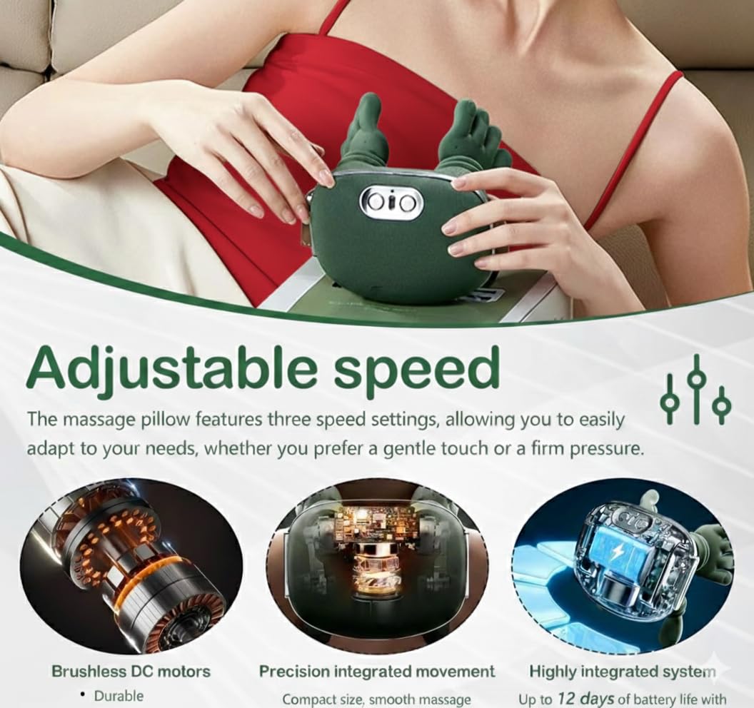 Massaggiatore Cervicale Elettrico con Impastamento Profondo, Riscaldamento Integrato, Massaggio Shiatsu per Collo e Spalle, Ricaricabile USB, Portatile per Casa e Ufficio