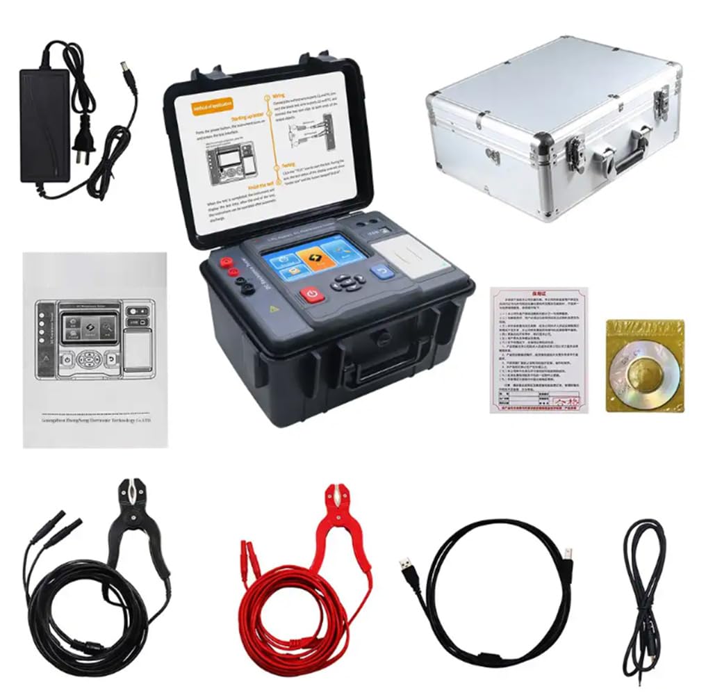 Digital DC Resistance Tester Transformer DC Resistance Tester Meter with Current 20A Resistance Range10.0uΩ-1000.0KΩ Four Wire Test for Transformer Winding Resistance Tester