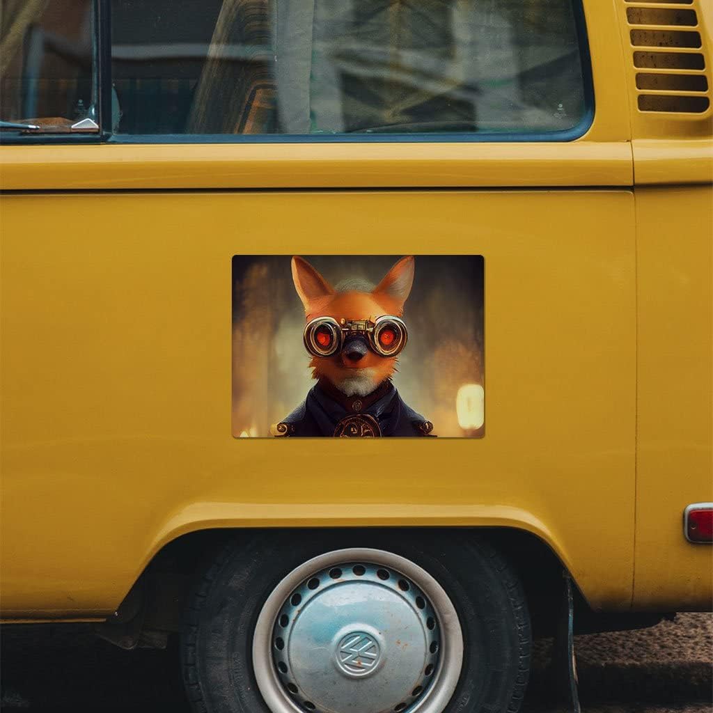 Cool Animal Car Magnet 2 PCS - Fox Steampunk Car Magnet - Unique Sticker