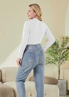 Vista 5 de MRIGNT Paquete de 2 camisetas de manga larga con cuello alto para mujer