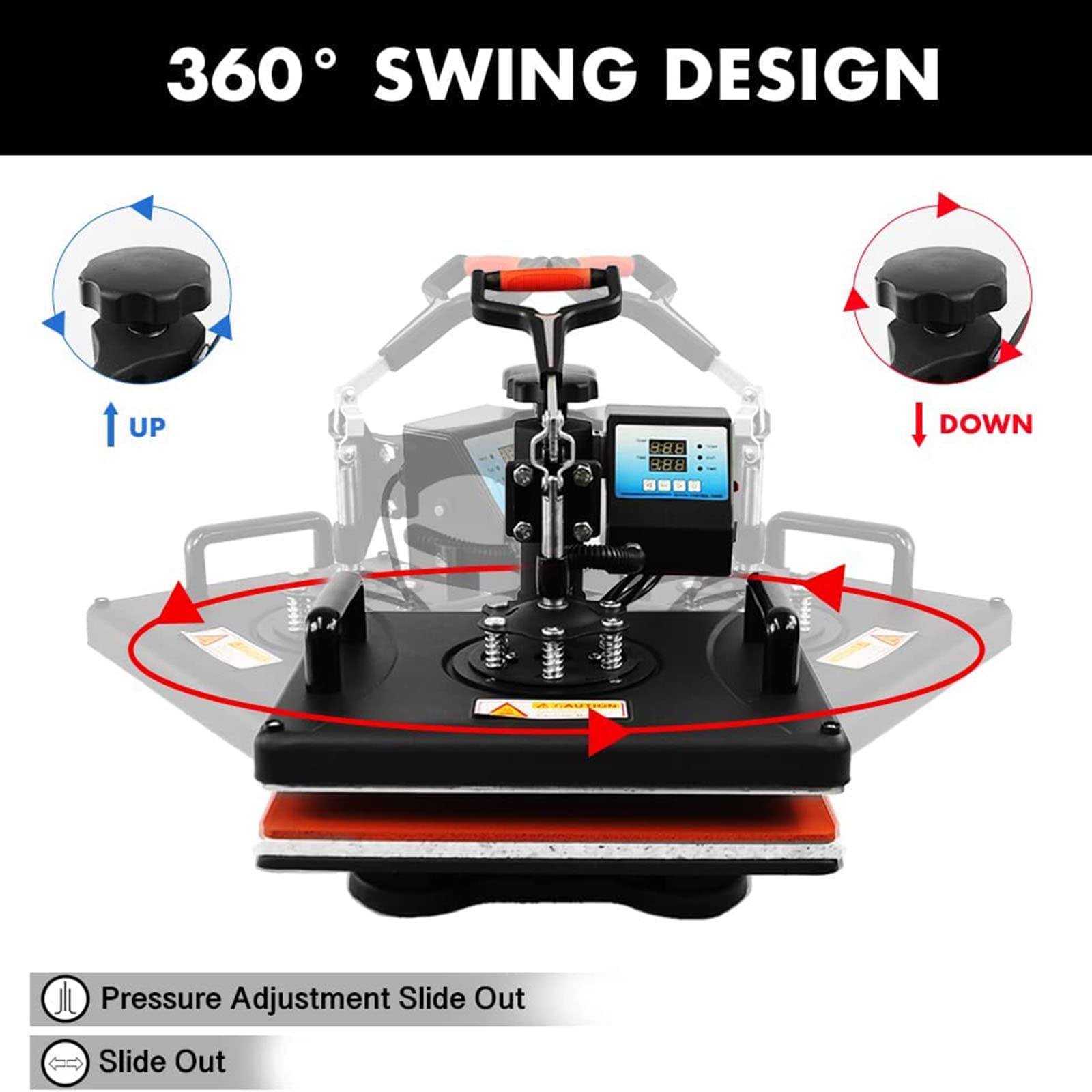 8 in 1 Macchina per pressa di Calore Macchina per Sublimazione Professionale Swing Away Machine per Magliette, Berretti, Tazze, Piatti
