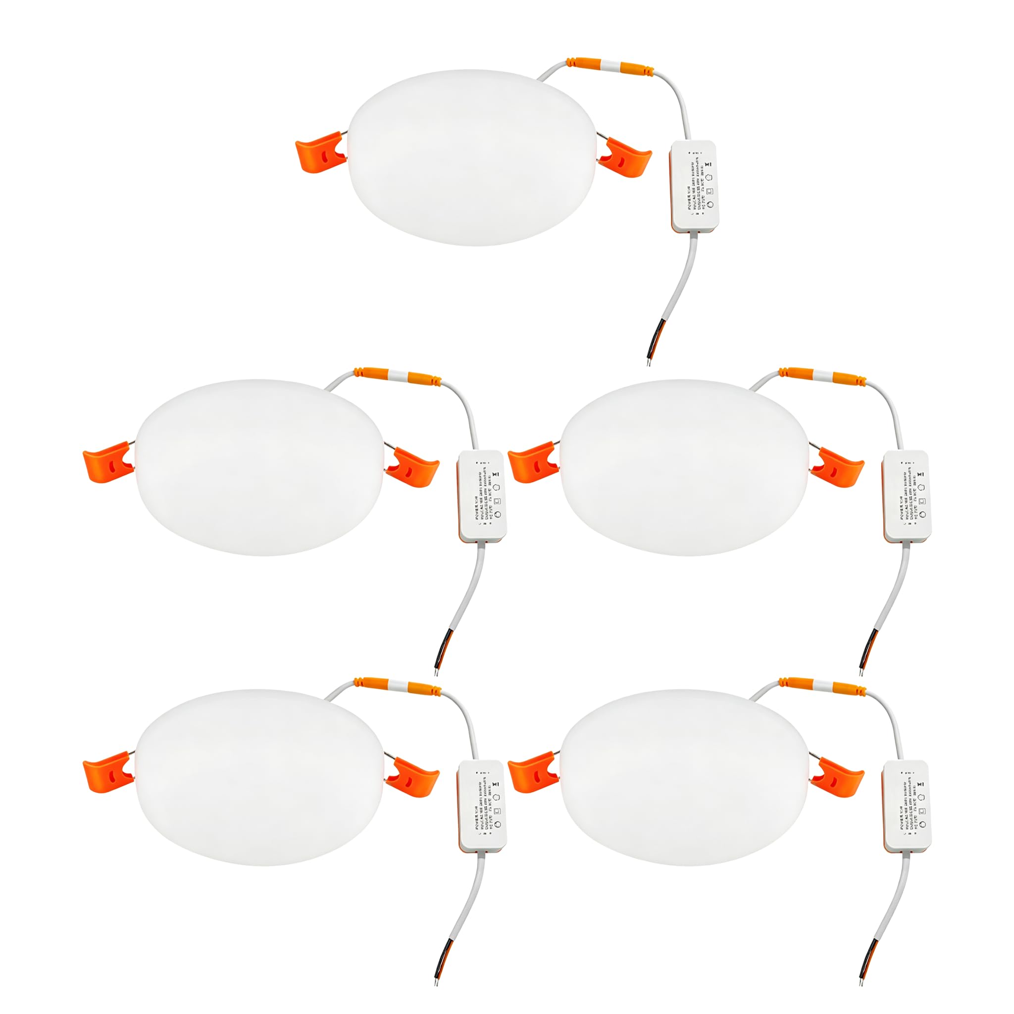 VOGHMOLD 9W Frameless LED Recessed Light Round, AC85-265V Panel Ceiling Downlight Cut Φ45-70mm, 720Lm 6000K Daylight Spotlights for Office, 5 Pack