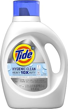 Tide Hygienic Clean Heavy Duty 10x Free Liquid Laundry Detergent, Unscented, 59 loads, 92 fl oz, HE Compatible