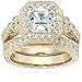 Amazon Collection Bague en argent 925 plaqué or jaune sertie d'éléments en zircone cubique Taille 9