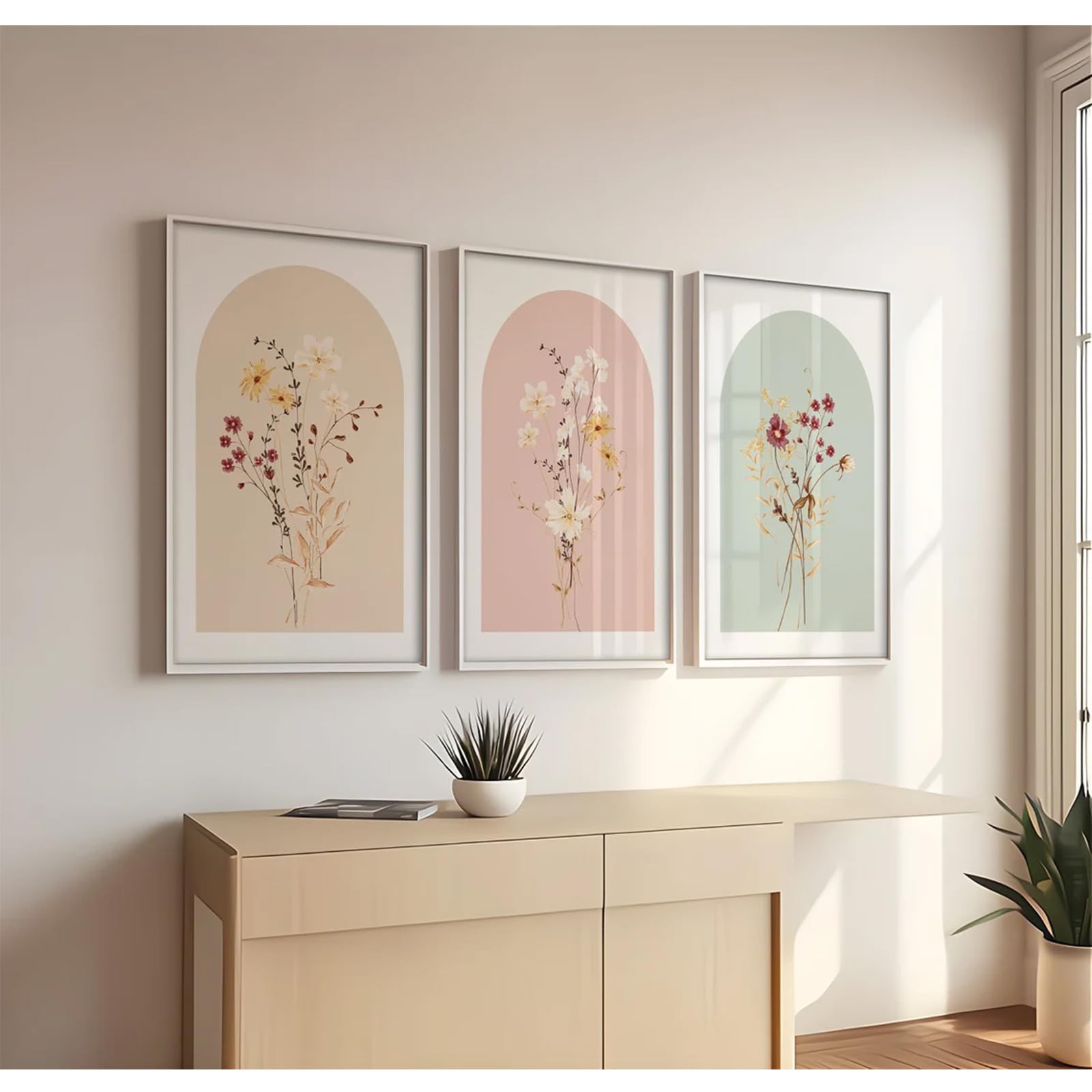Watercolor Flower Wall Art Set of 3