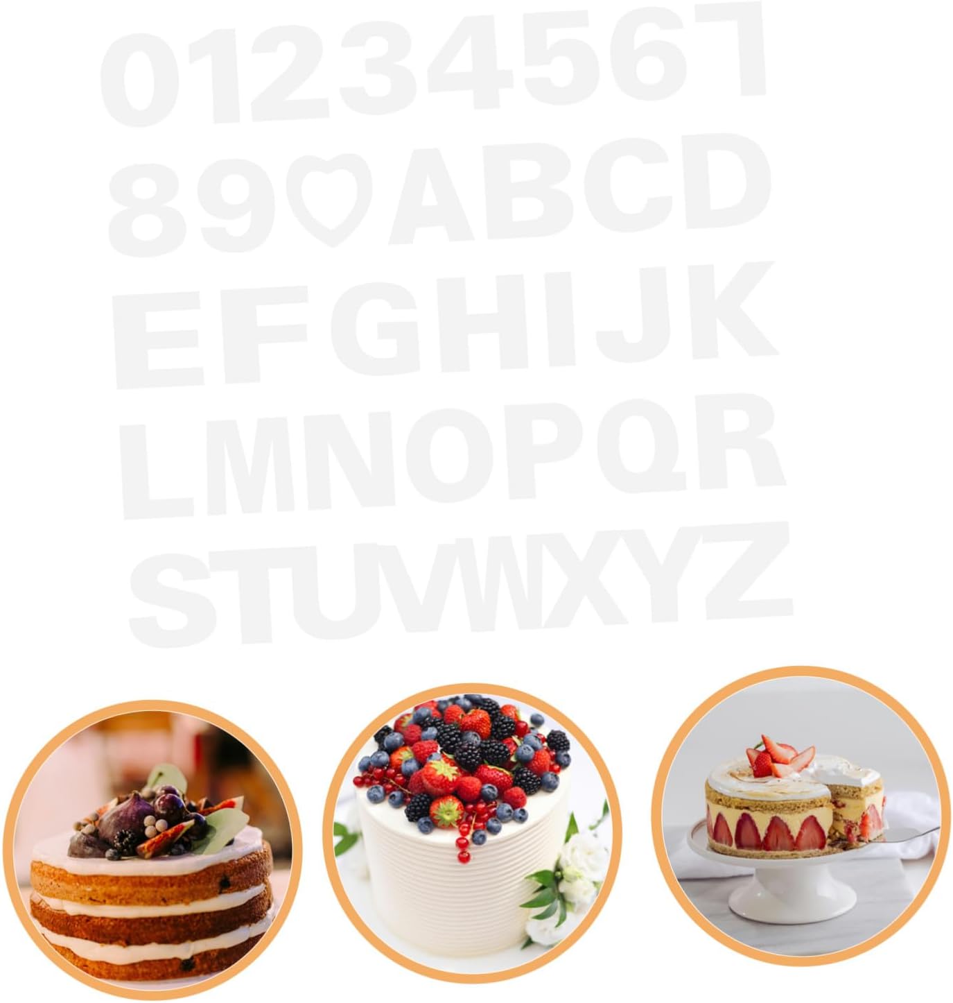 37pcs Heart-Shaped Number Cake Stencils White DIY Baking Templates with Alphabet and Numbers for Birthday Wedding Anniversary Party Decoration