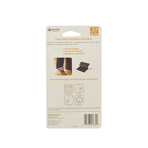 Miniatura 6 de Cinta adhesiva para tejidos de la marca Velcro Brand, sin necesidad de costura, Negro
