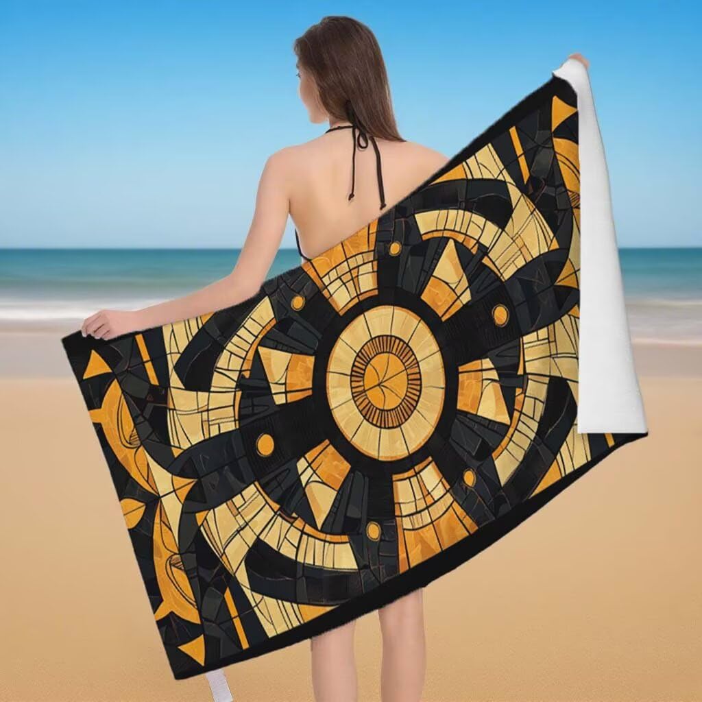 Telo Mare XXL 220x100cm/35x70cm, 2 Set Telo Mare Microfibra Moderno Asciugamano Palestra Uomo, Antisabbia, Leggero, Asciugatura Rapida, Teli da Spiaggia Grandi Accessori per Camping Natation Yoga I-55