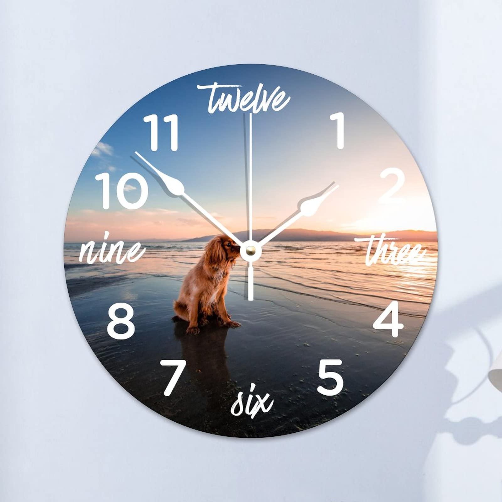 Horloge murale salon et cuisine grand format 38cm motif chien