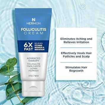 Hermon Folliculitis Treatment Cream & Antifungal Soap with Tea Tree Oil: Effective Treatment for Folliculitis Scalp Face and Body - Relief of Itch for Ringworm Jock Itch