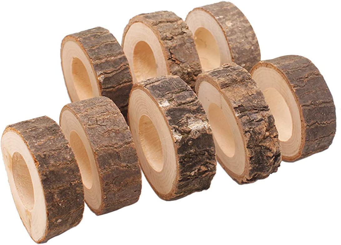 Serviettenringe mit Schnallen/Tischdekoration, 7-teiliges Set kreativer Serviettenringe aus Holz für Dinner, Hochzeit, Bankett und Partys