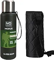 MODUS Garrafa Térmica Aço Inox Portátil Caneca de Viagem com Corda e Bolsa 1000ML/1500ML (Verde 1000ML)