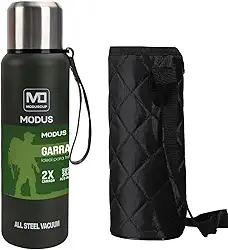 Garrafa Térmica Aço Inox Portátil Caneca de Viagem com Corda e Bolsa 1000ML/1500ML (Verde 1000ML)