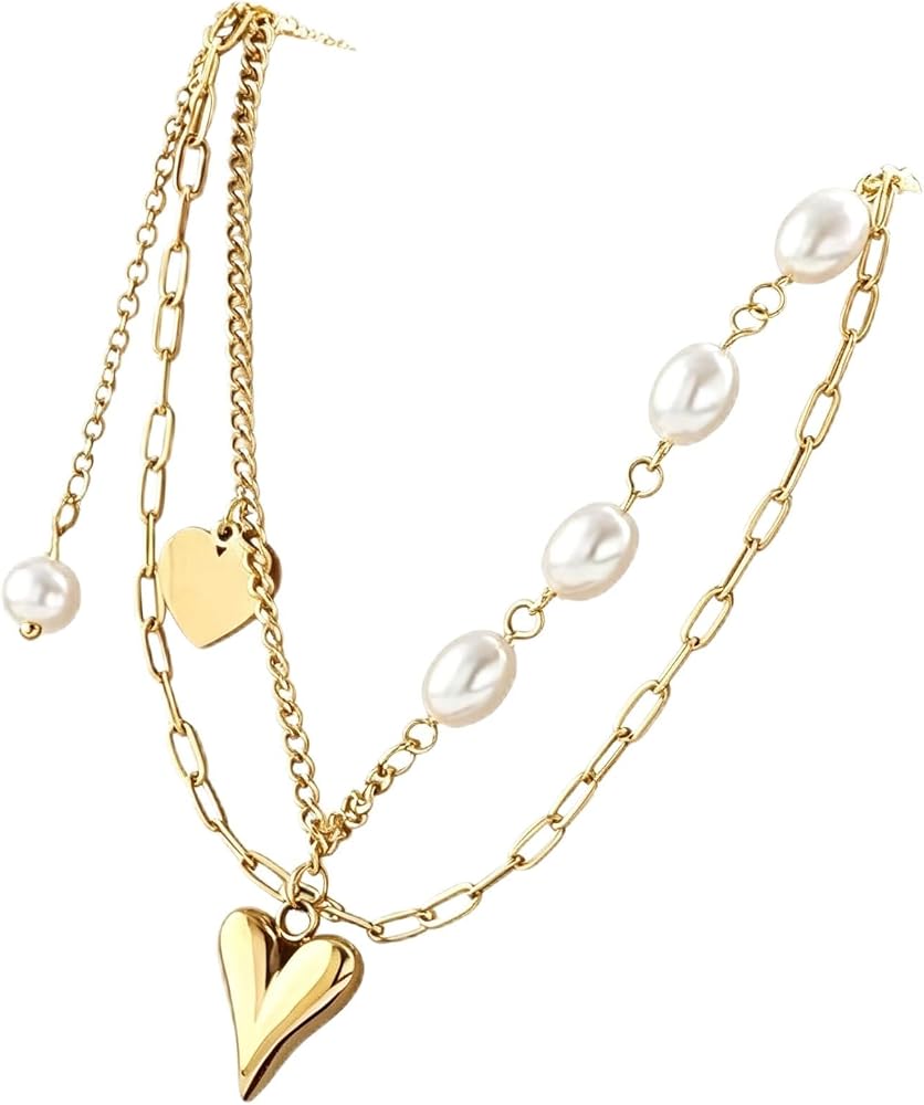 Chunky Necklace Pearl Gold