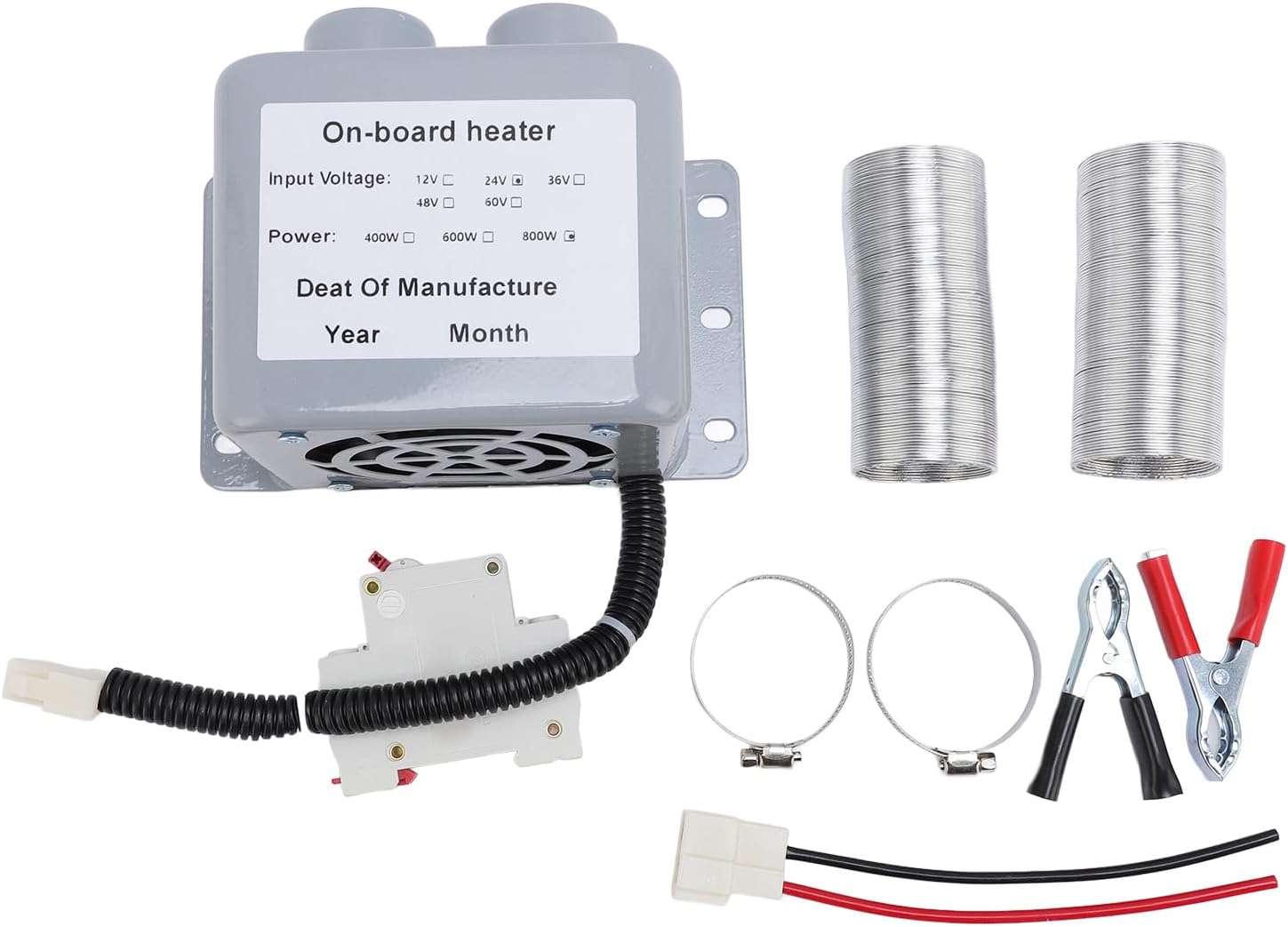 24V 800W Car Heater, 2 Outlet Windshield Defogger, Battery Powered Winter Heating Warmer, Portable Window Defroster Demister for Car Truck