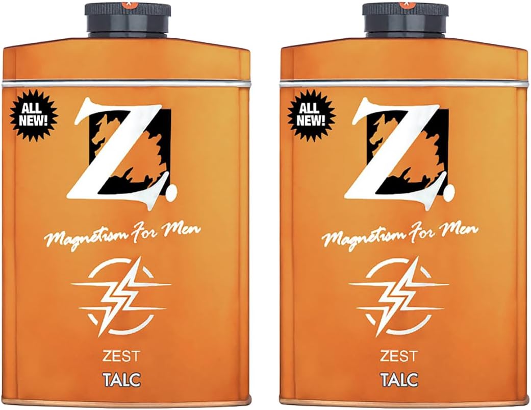 Z Men's Zest Talc, 100g X 2, Talcum powder for men, Citrusy and Fresh Fragrance, Classic Range, Face and body Talc for Men (Pack of 2)
