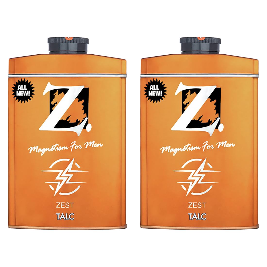 Z Men's Zest Talc, 100g X 2, Talcum powder for men, Citrusy and Fresh Fragrance, Classic Range, Face and body Talc for Men (Pack of 2)