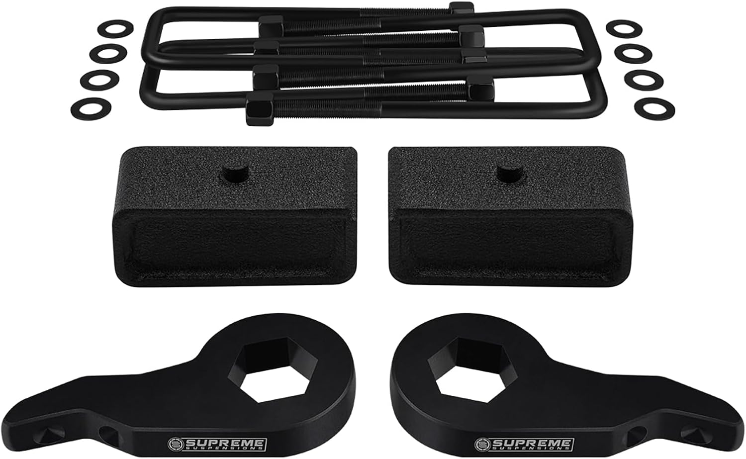 Supreme Suspensions - 3" Front + 2" Rear Lift Kit for 4WD CHEVY/GMC Trucks: 1988-1999 K2500 K3500 and 2000-2010 Silverado/Sierra 2500HD 3500HD - High-Strength Steel Full Suspension Lift Kit