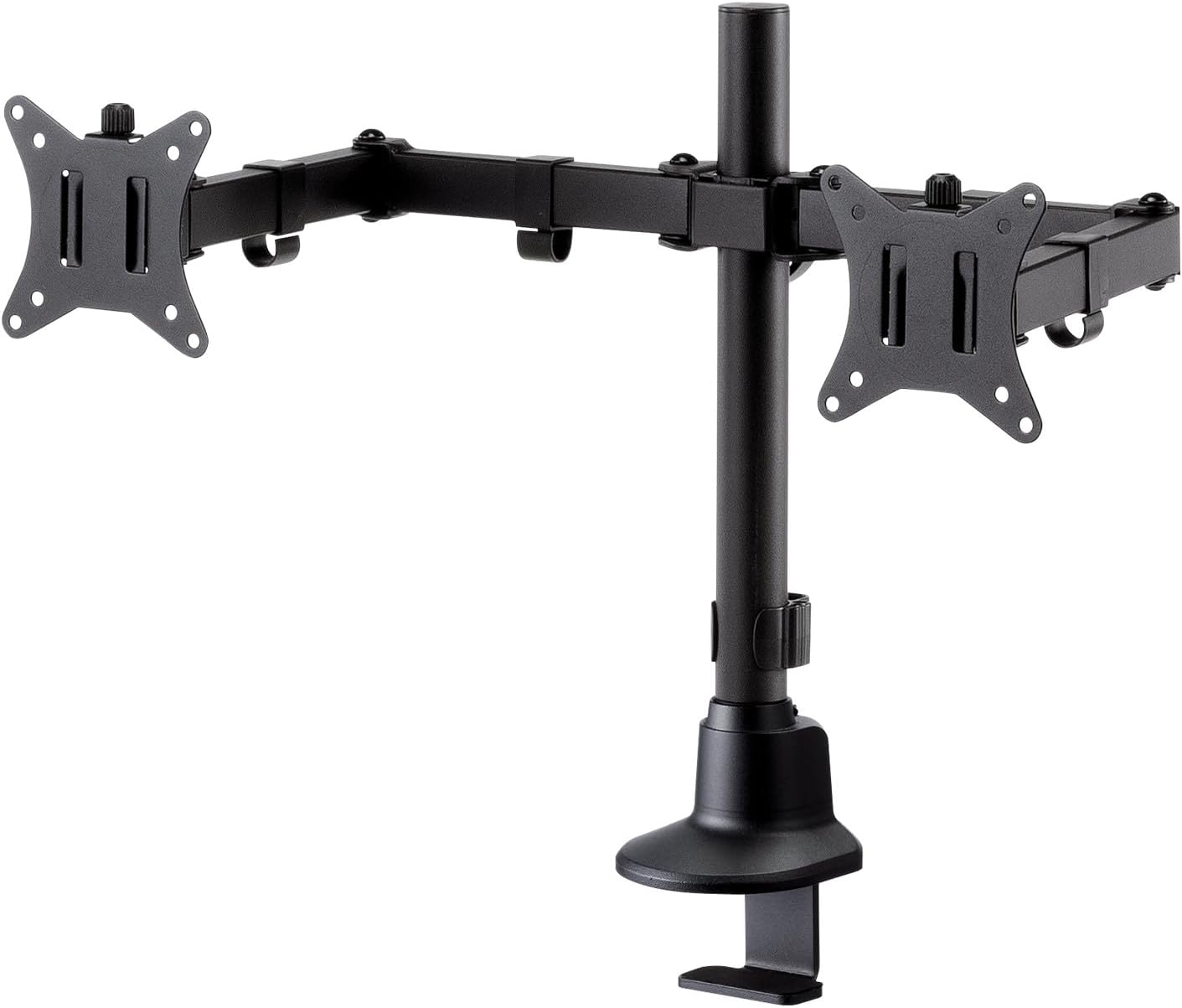 Sanwa Supply CR-LAC216BK Monitor Arm (Dual Long Arm, Thin Short Clamp, Black)