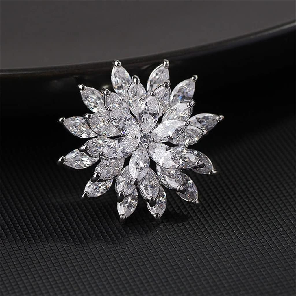 Turnable Zircon Brooch Female Rotating Smart Flower Pin Accessories Corsage(A)