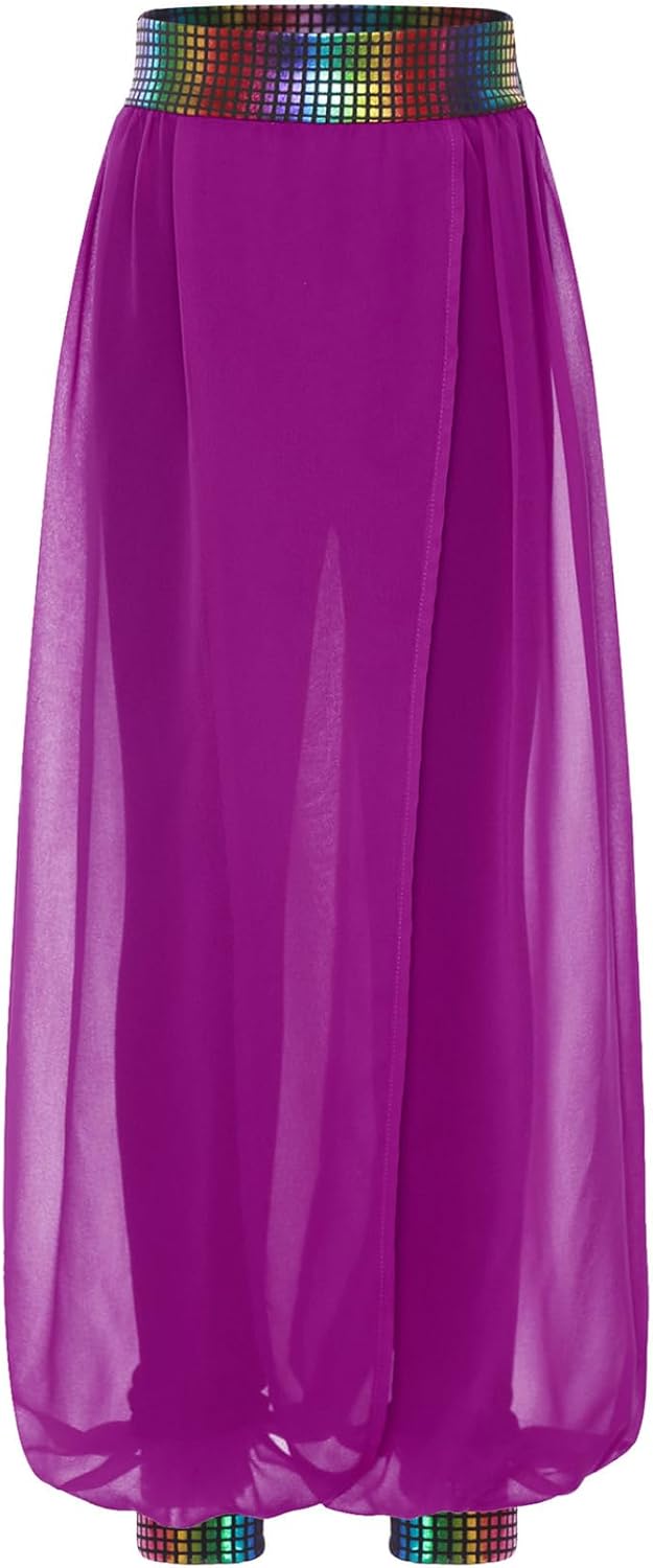 DINORMIN Chiffon Overlay Dance Pants for Girls Belly Dancing Clothes Stage Show Dancewear Sports Yoga Bloomer