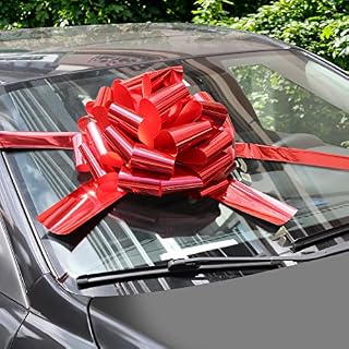 WXJ13 16" Bright Red Car Bows with 6m Ribbon for Christmas Presents, Large