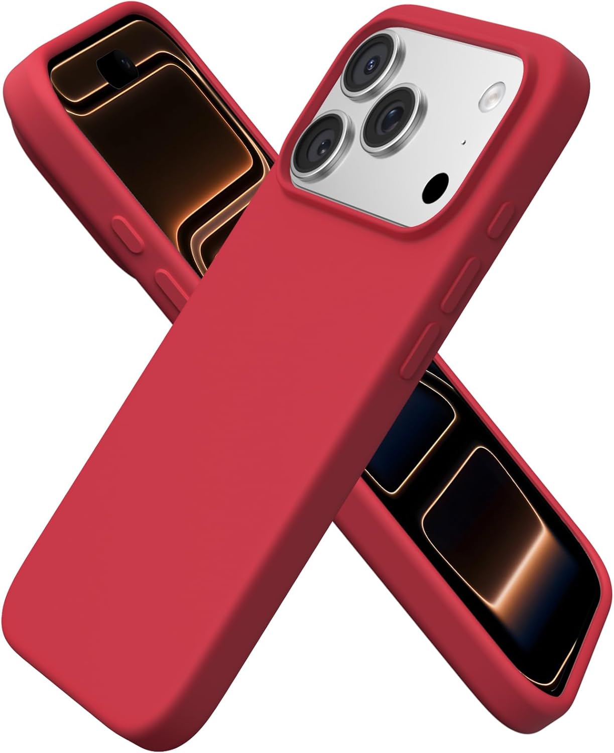 ORNARTO Compatible with iPhone 17 Pro Case 6.3", Slim Liquid Silicone 4 Layers Full Covered Soft Gel Rubber Shockproof Cover, Protective Phone Case for iPhone 17 Pro-Red