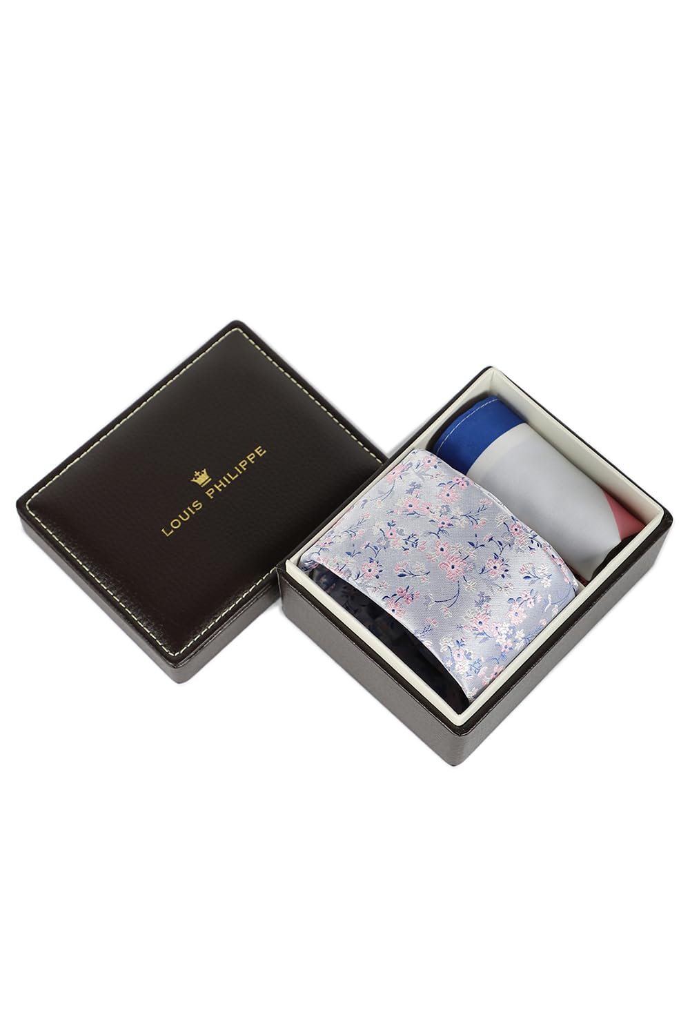 louis philippe Men Blue Print Tie and Pocket Square-picture-31