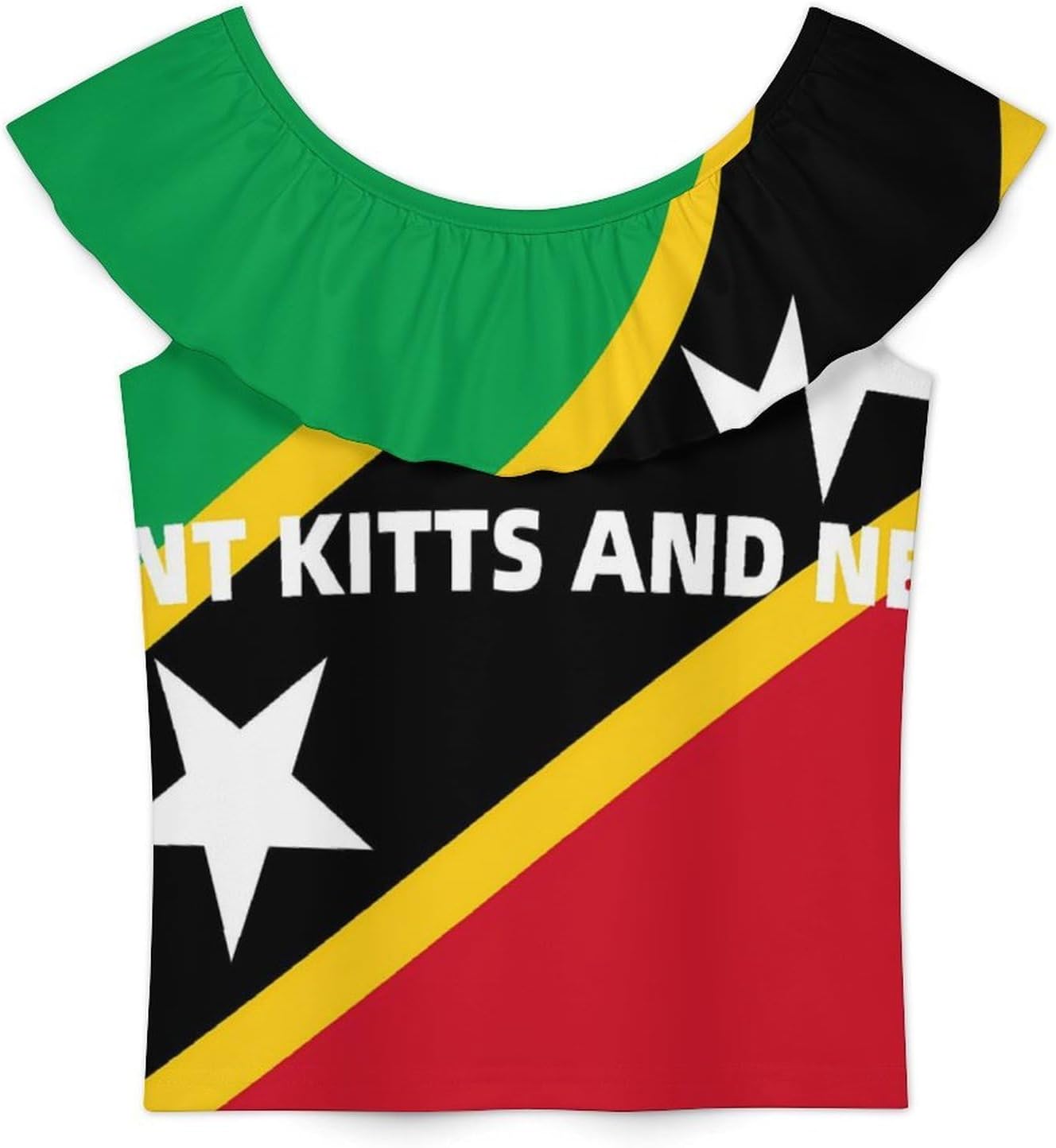 Saint Kitts and Nevis Flag Girls T-Shirts Top Ruffle Short Sleeve Blouse Casual Graphic Tees