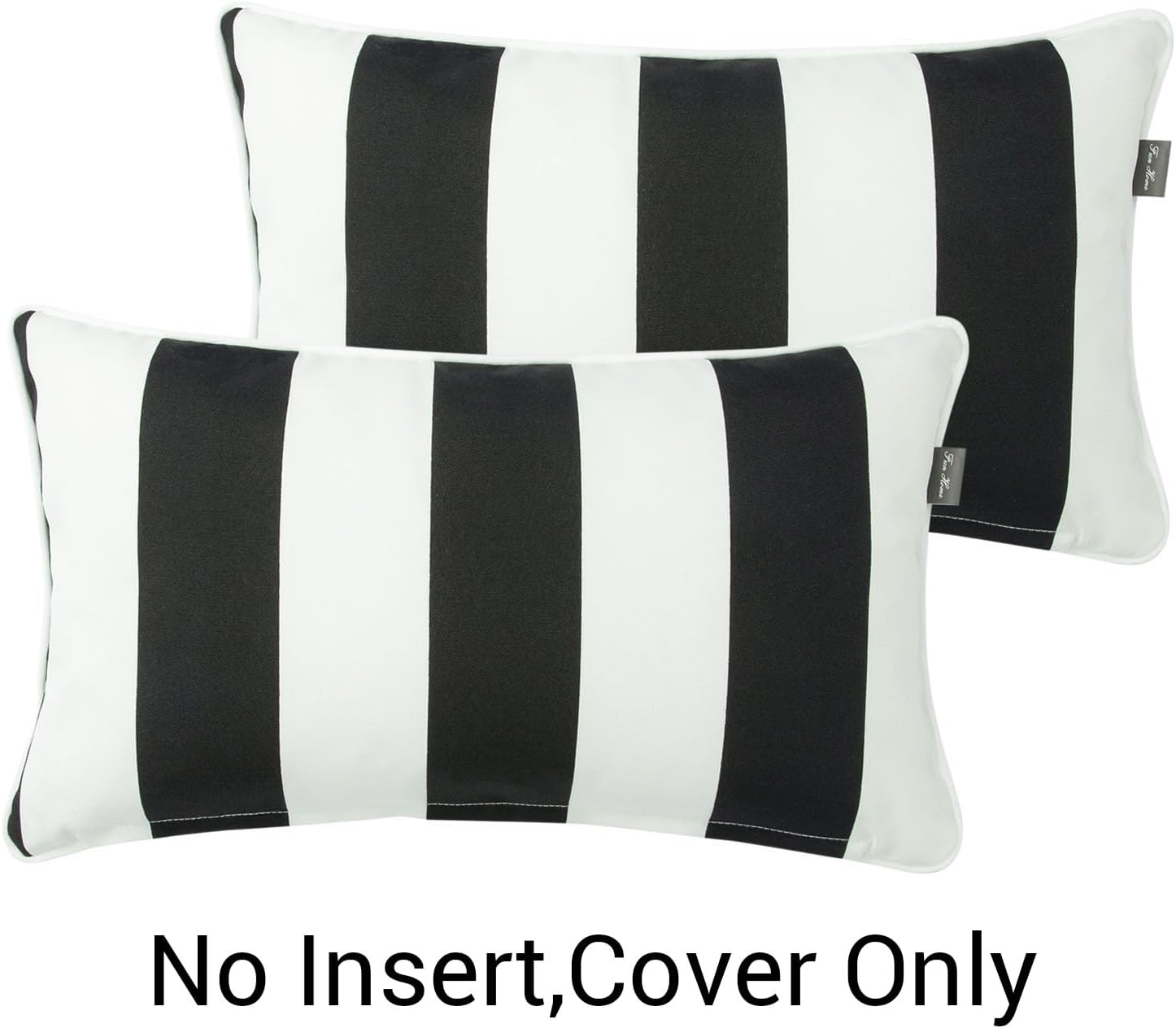 Waterproof Outdoor Lumbar Pillow Covers Set of 2,Home Decor for Garden Patio Furniture,Couch,Sofa 12"x20" Inch Decorative Pillows Cover Only,NO Insert(Black White)