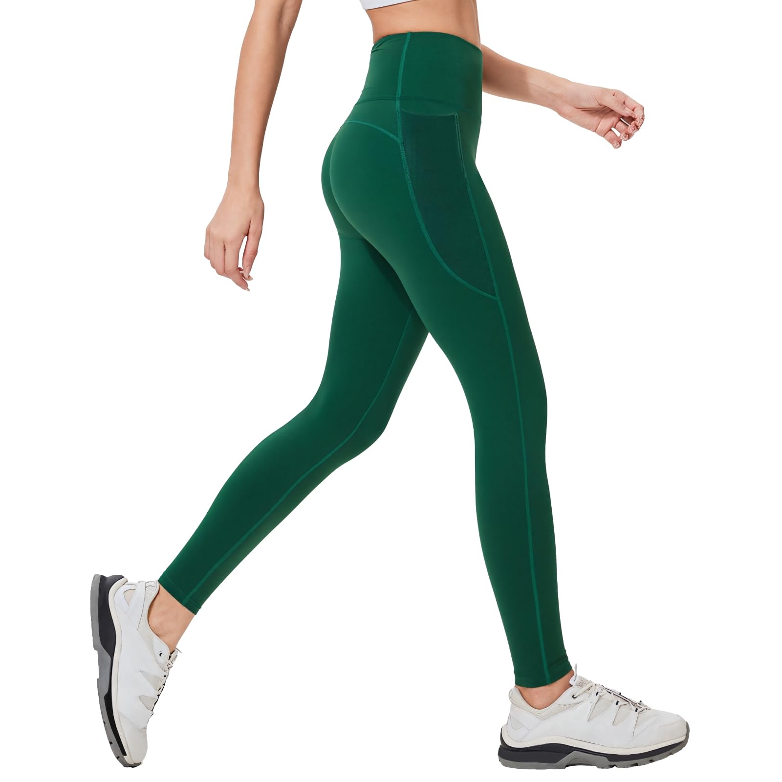 With Pocket, Soft Nylon Spandex Blend, Yoga Pants, High Waist Workout Leggings For Women, Leggings, 145–160, 5'6–5'11, Green